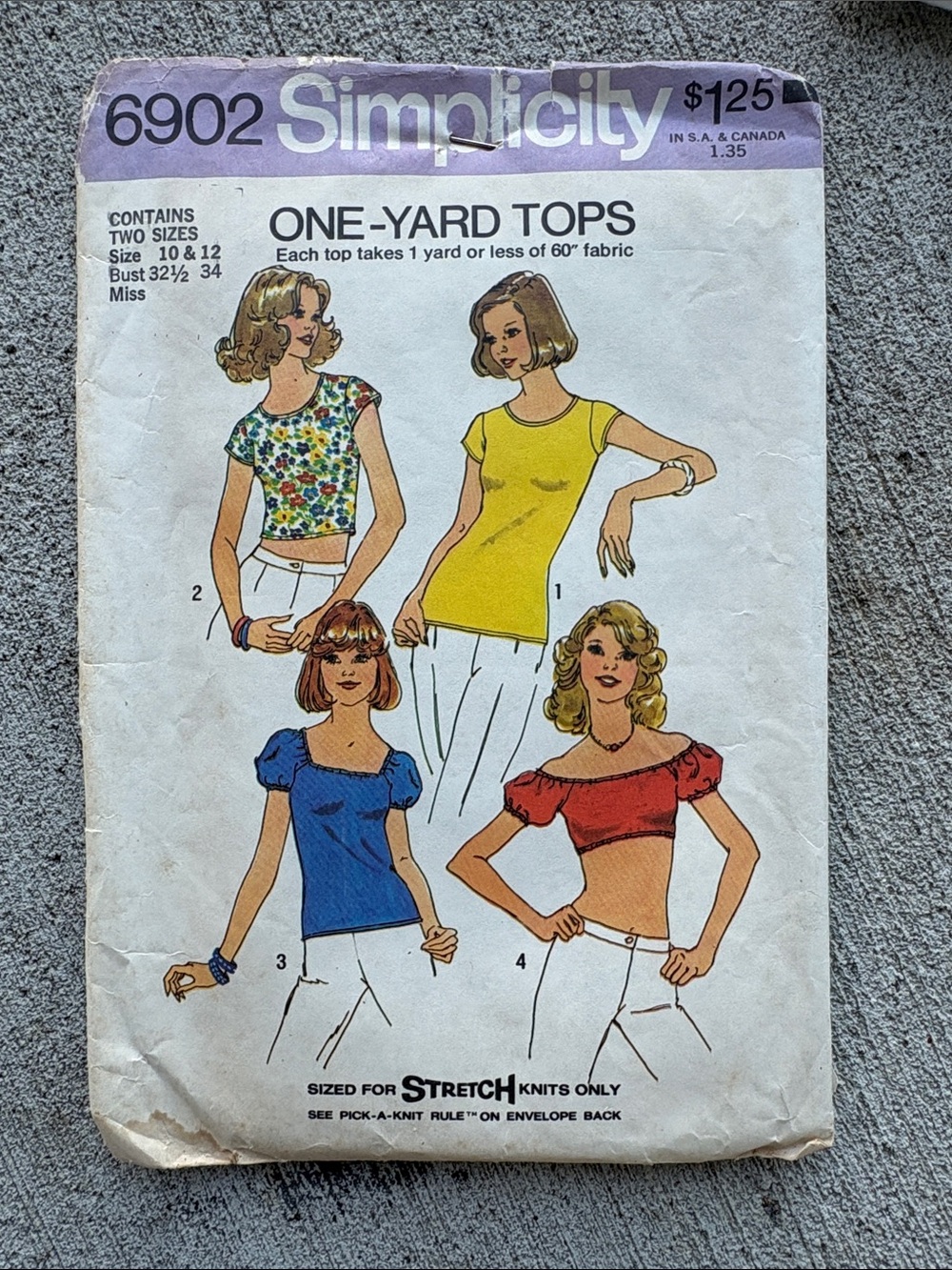 Simplicity One-Yard Women’s Crop & Short-Sleeve Tops — Yellow, Blue, Red, Floral